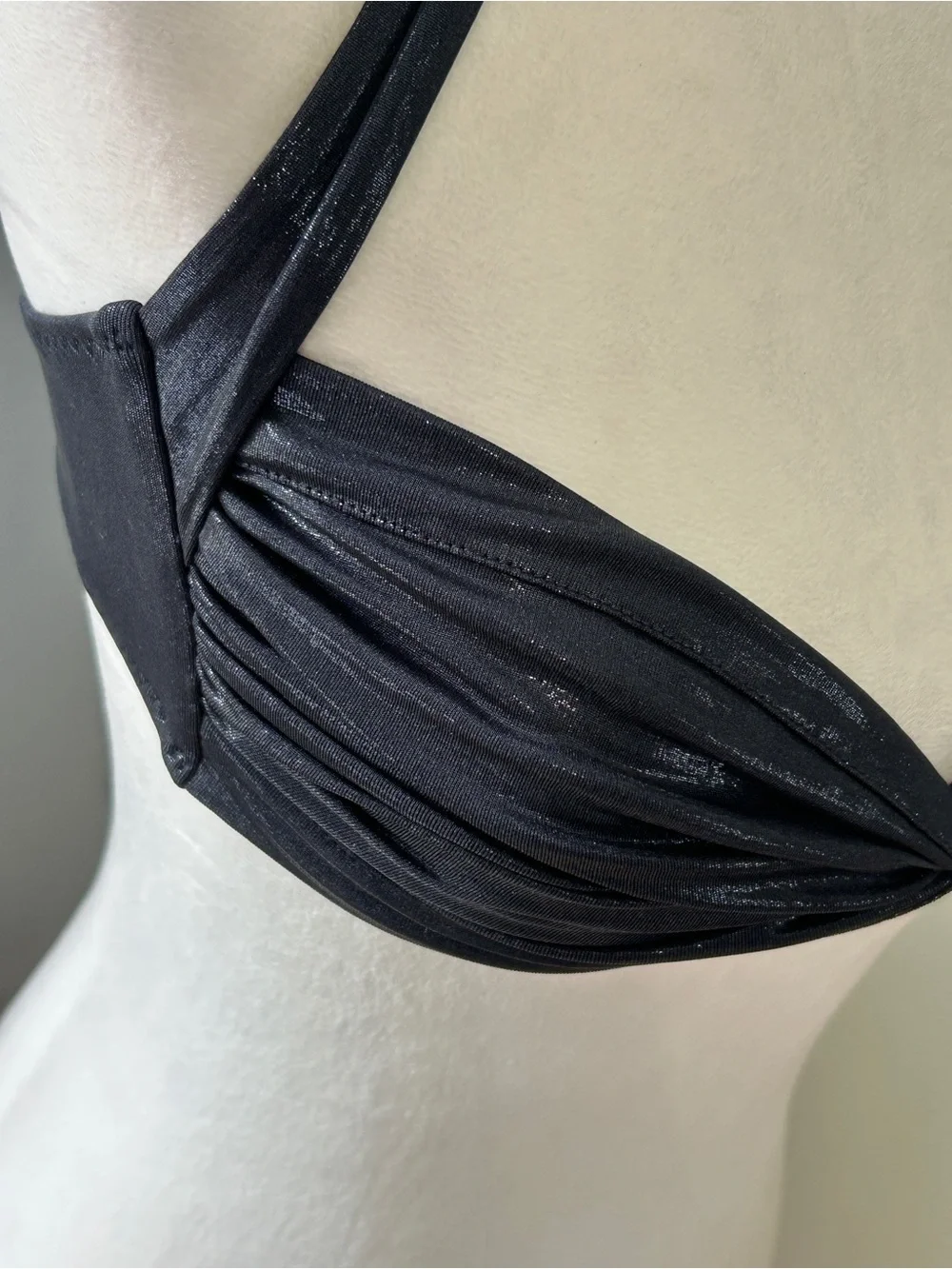 Norma Kamali Bill Bra & Bill Bottom Bikini Set Size S True Navy NWT Metallic - Picture 12 of 12